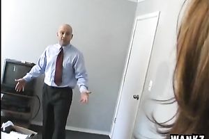 Sexy office assistant masturbates in front of her boss