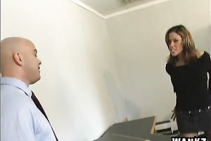 Sexy office assistant masturbates in front of her boss