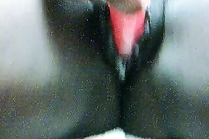 Slutty dark nympho with large rack used red sex toy for masturbation