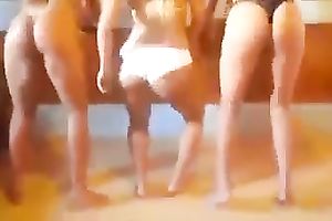 Three lascivious sluts shaking their booties in perverted web camera session