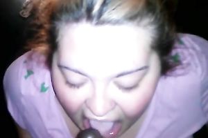 Blonde legal age teenager engulfing powerful dark weenie balls unfathomable