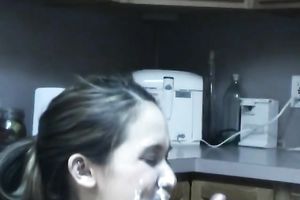 Skinny milf and tiny legal age teenager dark brown in food fetish scene