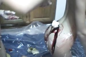 Skinny milf and tiny legal age teenager dark brown in food fetish scene