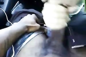 My sexually excited brunette hair girlfriend sucks my BBC in the car