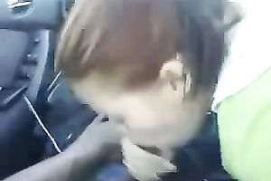 My sexually excited brunette hair girlfriend sucks my BBC in the car