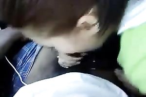 My sexually excited brunette hair girlfriend sucks my BBC in the car