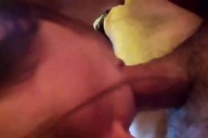 Kinky non-professional wench is just busy with engulfing my sloppy dick