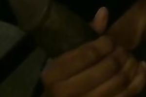 Sucking monster size big dark knob while this chab is filming me on non-professional camera