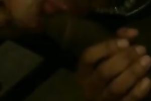 Sucking monster size big dark knob while this chab is filming me on non-professional camera