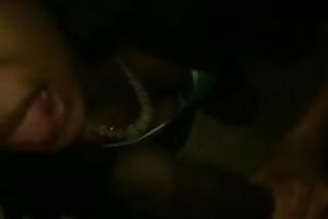 Sucking monster size big dark knob while this chab is filming me on non-professional camera