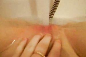 My punk girlfriend films herself masturbating with shower head