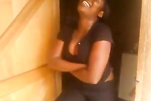 Hilarious and a bit shy dark chick exposes her boobies on my webcam