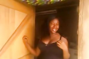 Hilarious and a bit shy dark chick exposes her boobies on my webcam