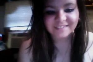 Cute eighteen yo big beautiful woman web camera floozy masturbates with large strapon