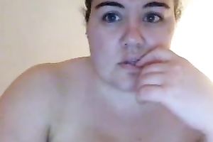 big beautiful woman neighbor playing with her wobblers during the time that webcamming with me