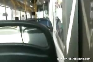 Awesome oral sex of hot and excited blond legal age teenager in the bus
