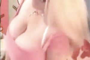 Extremely breasty blond livecam sweetheart flaunts her cleavage