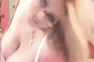 Extremely breasty blond livecam sweetheart flaunts her cleavage