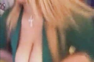 Extremely breasty blond livecam sweetheart flaunts her cleavage