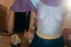 Pale skin aged whore form UK shows me her saggy rack on web camera