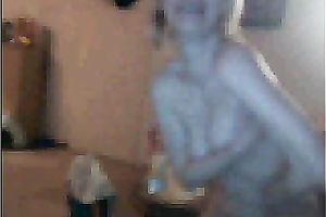 Pale skin aged whore form UK shows me her saggy rack on web camera