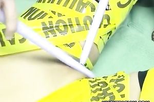 Slim Japanese nympho with tiny bumpers is fastened hand and foot