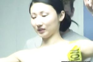 Slim Japanese nympho with tiny bumpers is fastened hand and foot