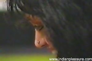 Horny Indian dark brown wench joins white pair for trio