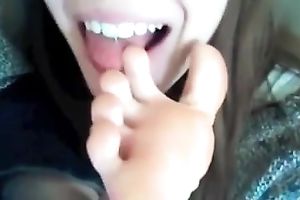 Slutty hilarious and pliant GF of mine sucked her own sexy feet