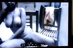 Kinky all exposed cam concupiscent brunette hair nympho flashes her large tits