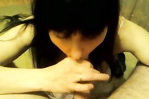 Raven haired torrid dilettante casual nympho provided my ally with BJ