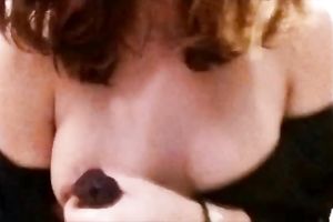 Wild biggest breasted doxy in dark stuff was fucking madly with a toy