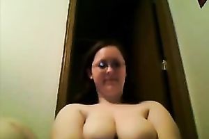 Chubby large bottomed pale and excited non-professional honey drilled with massive toy