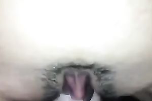 Trimmed love tunnel of my girlfriend gives massage to my ramrod