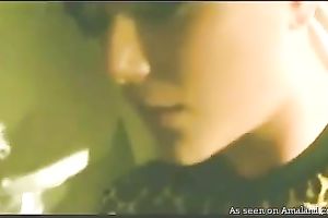 Beautiful and perverted short haired emo girlfriend fed with weenie and licked