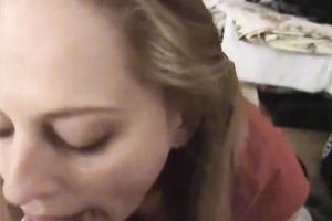 Stunning golden-haired hottie eats dick so well and indeed merits that thick load of cum