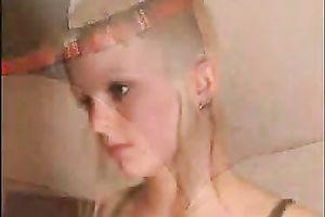 Punk blond girlfriend joyfully exposes her full figured body all nude