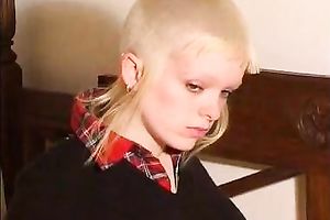 Punk blond girlfriend joyfully exposes her full figured body all nude