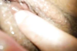 It is high time to tease my own soaking and a bit bushy cum-hole