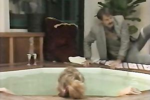 Two classic sexy white doxies in quick intense lesbo act