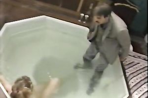 Two classic sexy white doxies in quick intense lesbo act