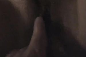 I toy appealing shaved slit of my salty GF in semi-dark room