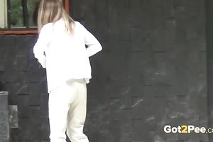 Svelte lengthy haired auburn playgirl has no thing against marking her territory