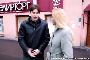 Magnetic blond gives head to her chap and receives her fur pie fucked hard