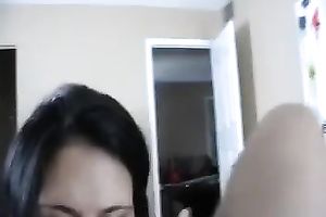 Chubby Latina abode keeper takes rod in her mouth and receives it in her a-hole