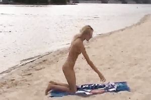 Tight in nature's garb blond girlie flashes her goodies on my hidden webcam