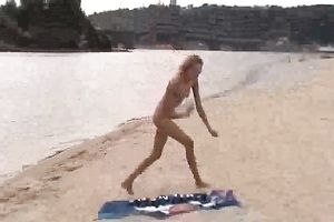 Tight in nature's garb blond girlie flashes her goodies on my hidden webcam