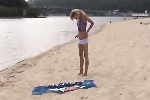 Tight in nature's garb blond girlie flashes her goodies on my hidden webcam