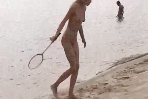 Tight in nature's garb blond girlie flashes her goodies on my hidden webcam