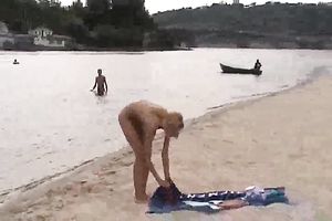 Tight in nature's garb blond girlie flashes her goodies on my hidden webcam